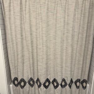 Threshold Gray Shower Curtain with Black & White Geometric Design